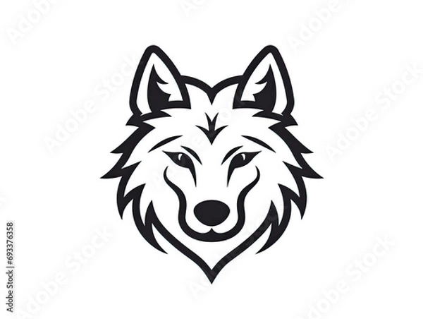 Obraz A simply black and white wolf as a logo .