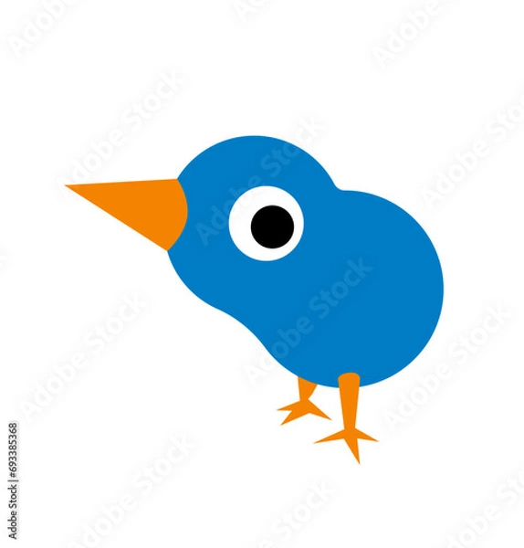 Fototapeta A very simplistic illustration of a little blue bird that could be an Australian kiwi. Vector illustration