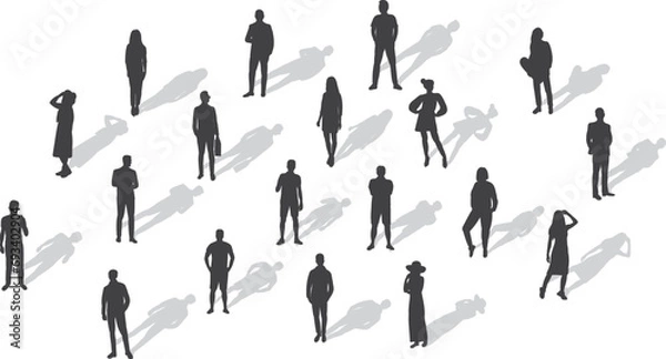 Obraz people with shadow silhouette on white background vector
