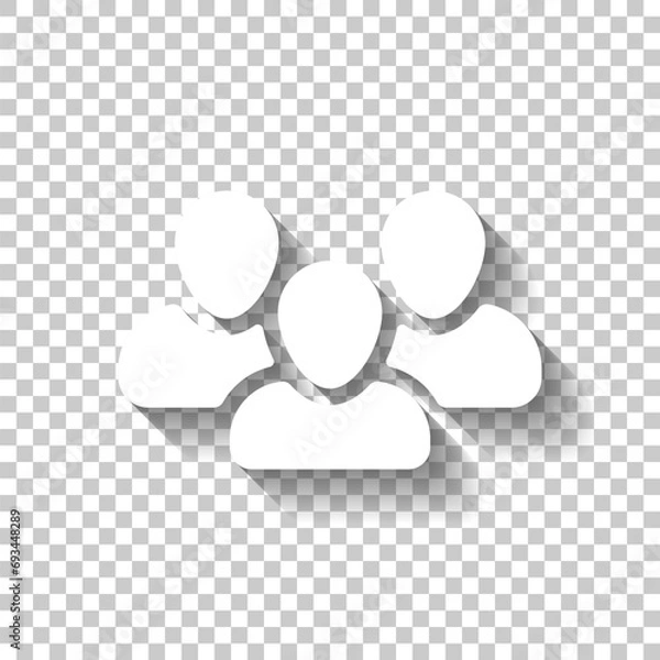 Fototapeta Group of people, teamwork or business community, social icon. White icon with shadow on transparent background