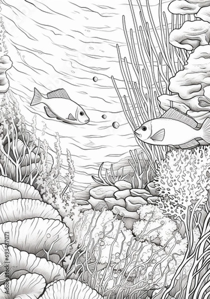 Obraz colouring pages for adults, seabed