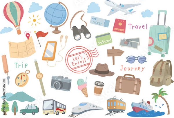 Obraz 旅行　トラベル　イラストセット