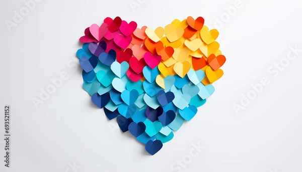 Fototapeta Post-it notes assembled in heart shape. Concept of loving your work and fall in love in the office. 