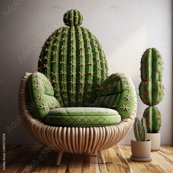 Fototapeta Armchair designed in the shape of a cactus