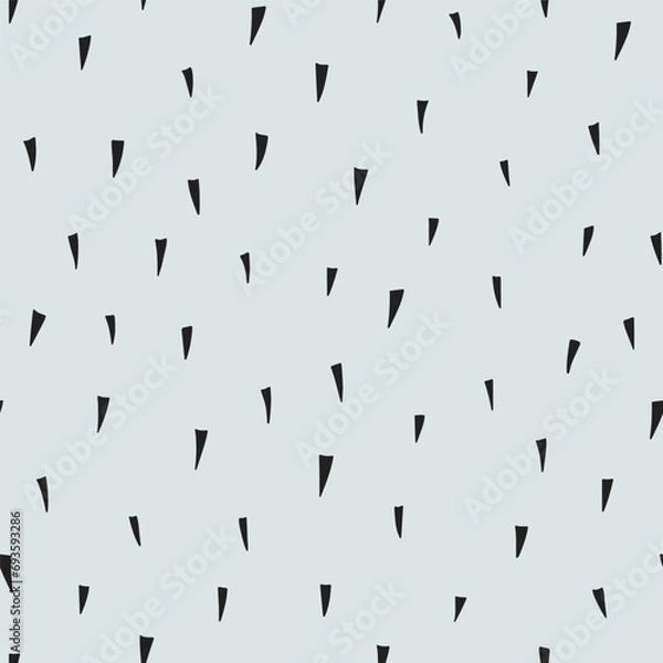 Obraz Black spiky triangles on a bluish grey background. Simple minimalistic thorn seamless pattern.