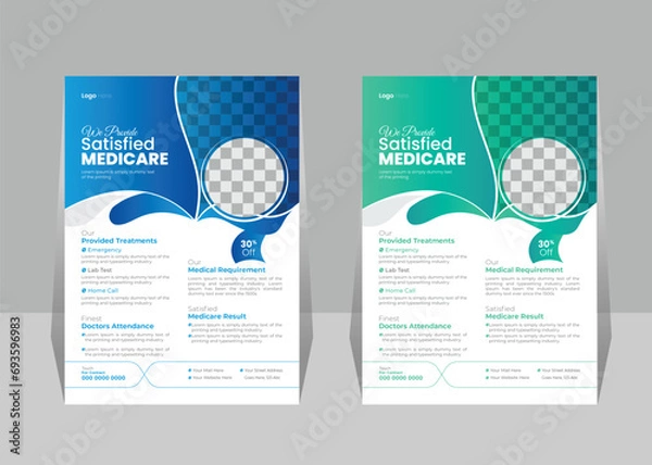 Obraz Healthcare and medical flyer or poster vector design layout A4 size template for print