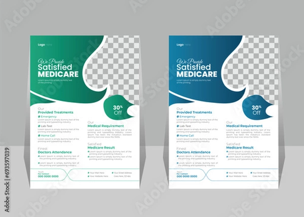 Obraz Healthcare and medical flyer or poster vector design layout A4 size template for print