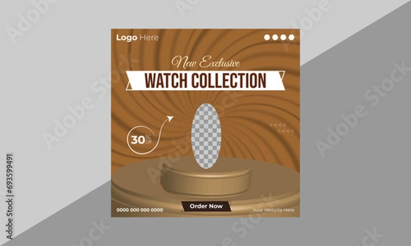 Obraz Creative square smartwatch collection product sale social media post design template. 