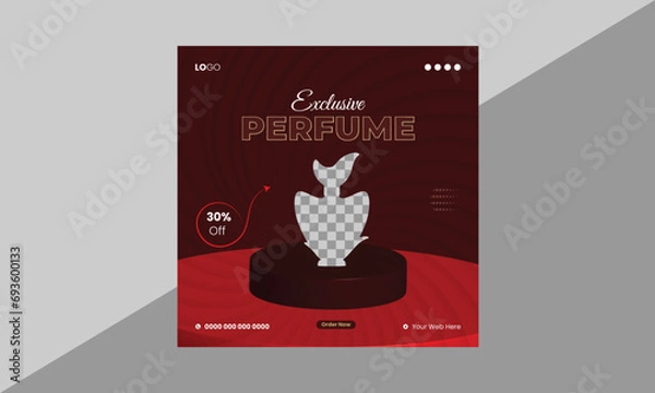 Obraz Vector elegant and luxury perfume social media post design vector 3d template