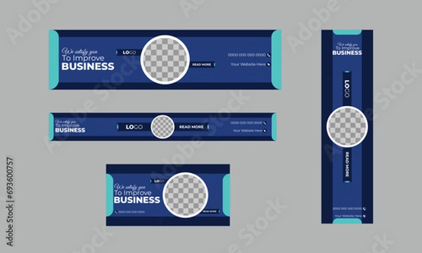Obraz Abstract banner design web template layout Set 4, Modern Gradient Blue cover header background for website design.
