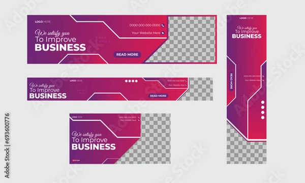 Obraz Abstract banner design web template layout Set 4, Modern Gradient Blue cover header background for website design.