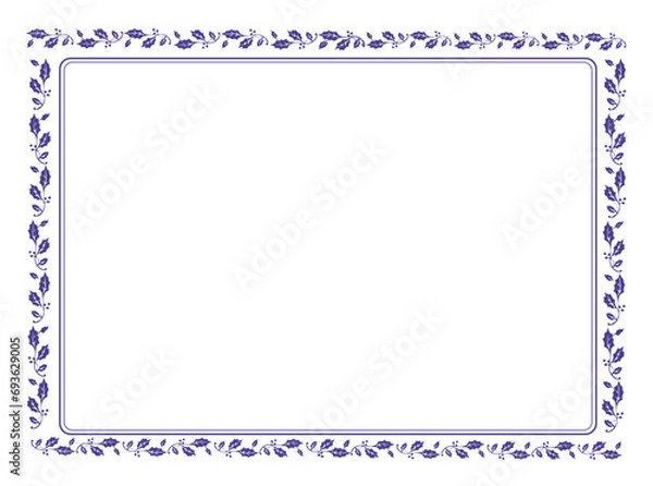 Obraz Floral frame on white background with space for your text, border frame label simple line corner design art decor, frame with leaves, Elegant frame element for design 