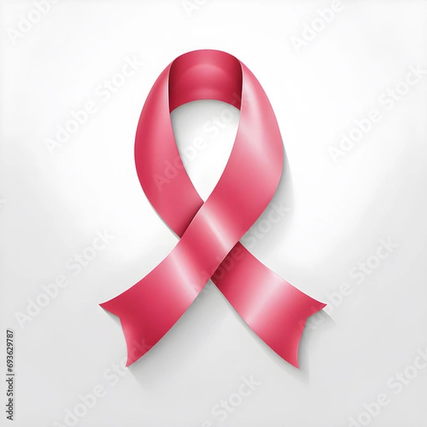 Fototapeta 3D pink ribbon on isolated white background. generated with AI
