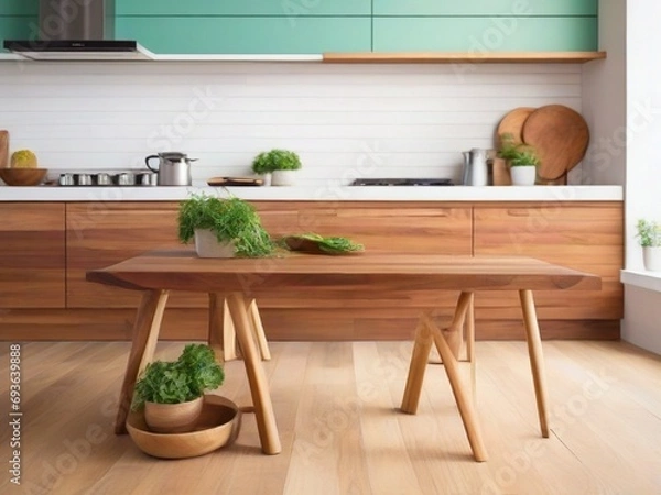 Fototapeta interior with kitchen