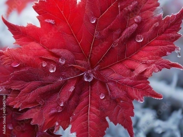 Fototapeta red autumn leaf, red maple leaf