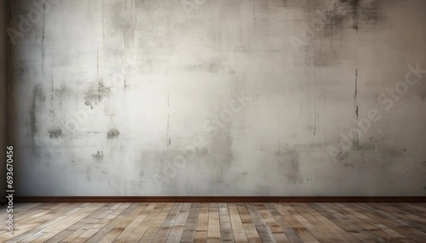 Fototapeta Empty room interior with textured concrete wall   high quality 3d render in 16k resolution