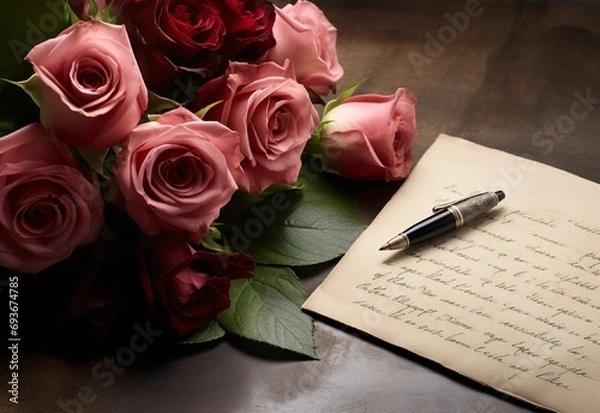 Obraz rose and book Generating By AI Technology