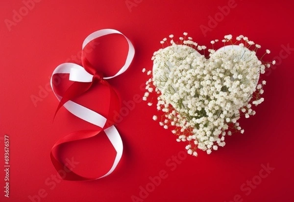 Obraz red heart with ribbon Generating By AI Technology