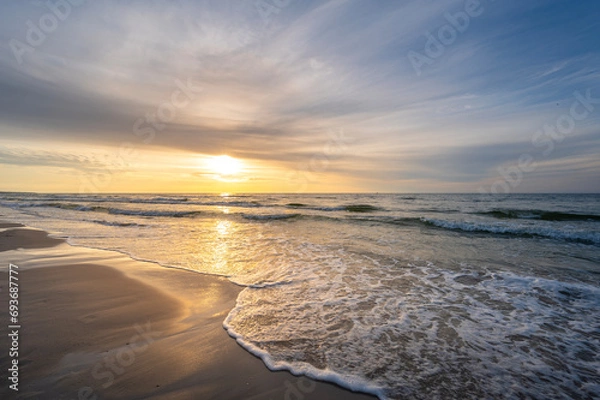 Obraz Zachód słońca nad morzem oceanem