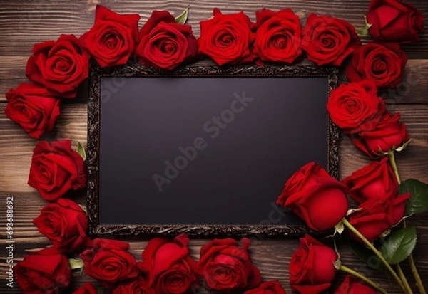 Obraz red roses and frame Generating By AI Technology