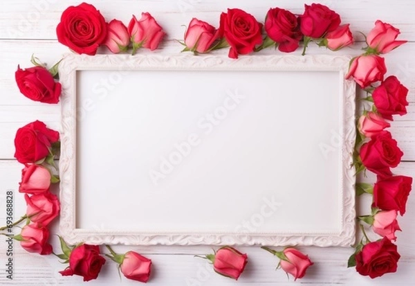 Obraz red roses and frame Generating By AI Technology