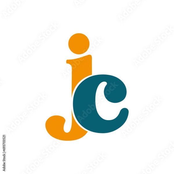 Fototapeta Creative, simple and elegant Initial letter JC logo template in flat design monogram illustration