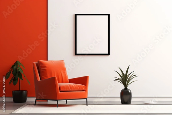 Fototapeta Minimalist Poster Frame Mockup Indoor created with Generative AI