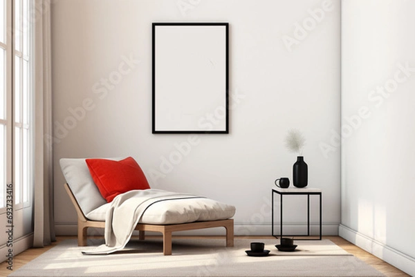 Fototapeta Minimalist Poster Frame Mockup Indoor created with Generative AI
