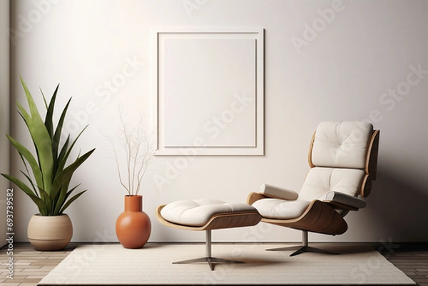 Fototapeta Minimalist Poster Frame Mockup Indoor created with Generative AI