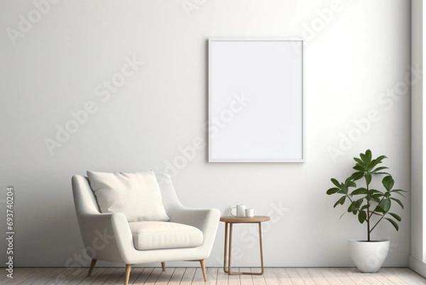 Fototapeta Minimalist Poster Frame Mockup Indoor created with Generative AI