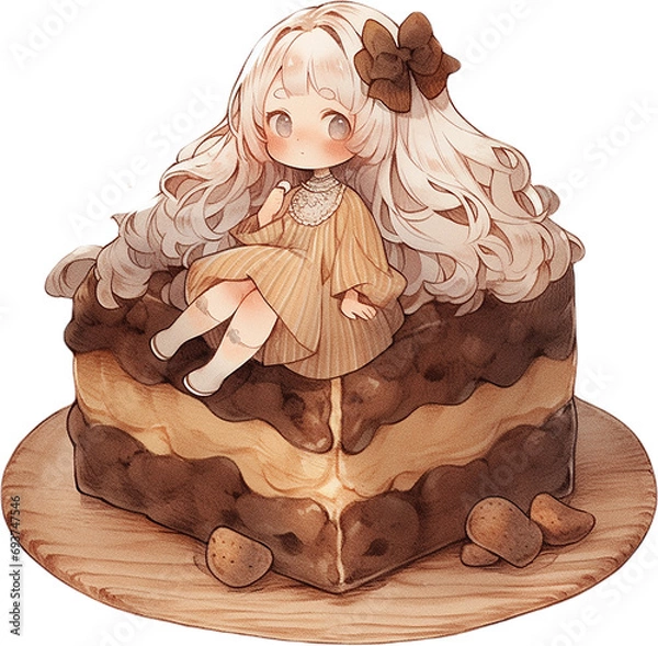 Obraz chocolate cake chibi