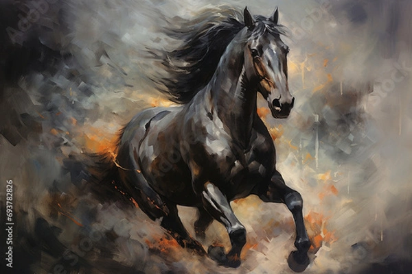 Obraz A Majestic Horse in the Breeze Created With Generative AI Technology