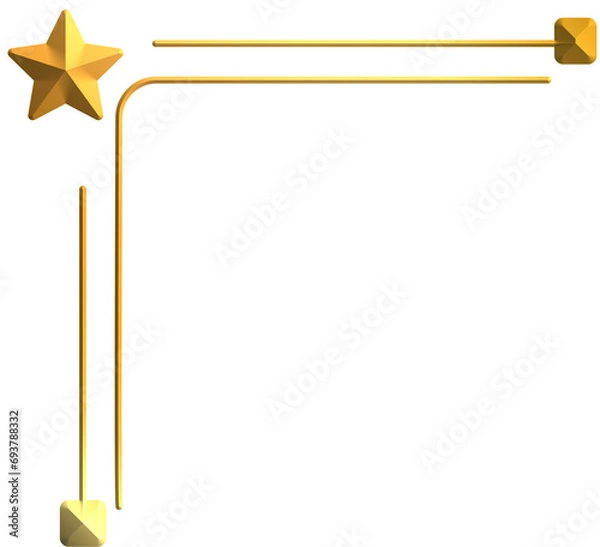 Obraz gold border corner 3d