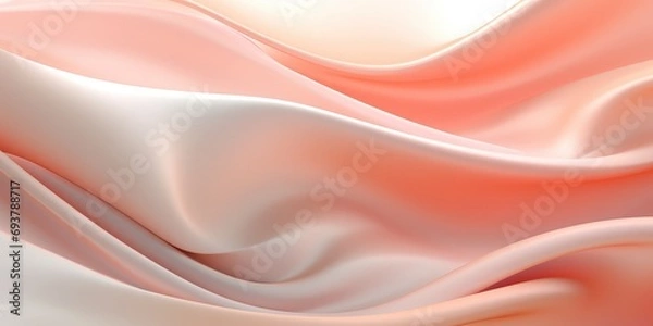 Fototapeta A peach silk with a pink overlay isolated on a white background, in the style of futuristic chromatic waves, georg jensen, dark white and light beige, rendered in cinema4d