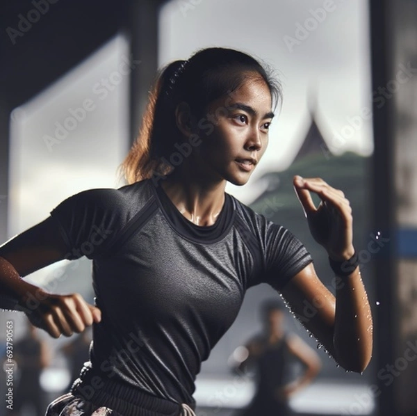 Obraz Athlete in the Gym Showing Determination While Exercising