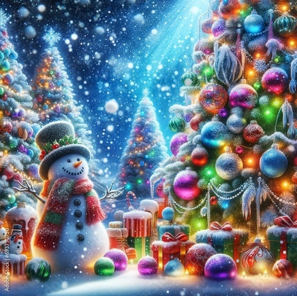 Obraz Christmas tree and decorations