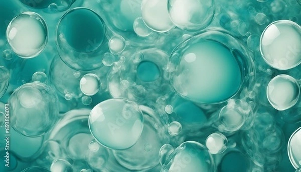 Fototapeta abstract background with blue and green bubbles