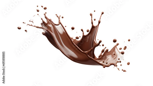 Fototapeta Milk and chocolate splashing isolated on transparent background, PNG File