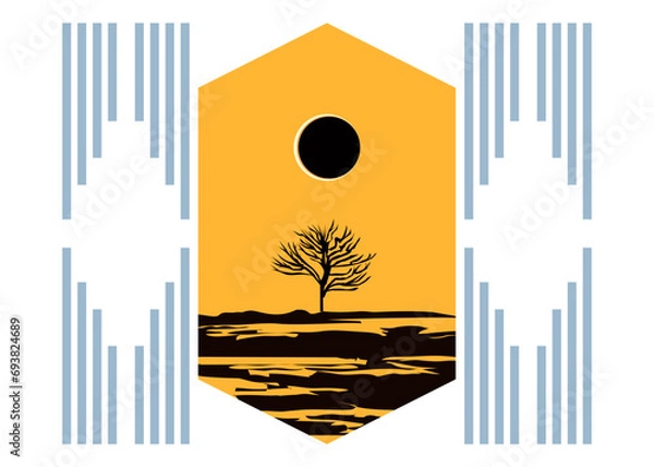 Obraz Eclipse and desert Abstract Vector Background