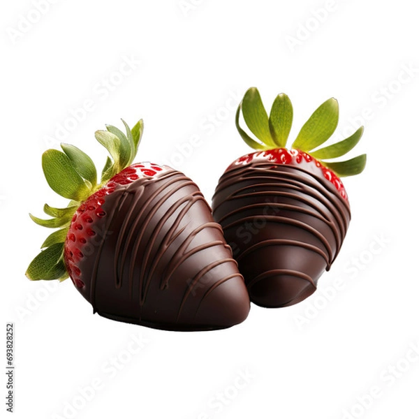 Fototapeta Chocolate. Covered Strawberries Decadent and Sweet. Isolated on a Transparent Background. Cutout PNG.