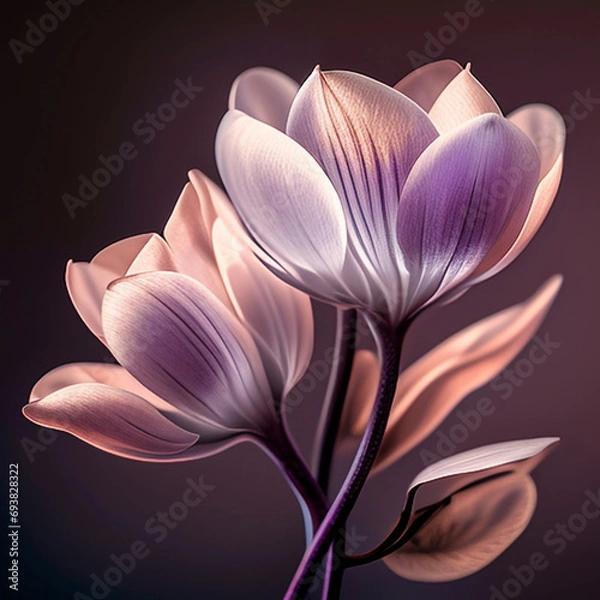 Fototapeta Delicate Blooms: Purple Crocus Bouquet Resting Gracefully in Soft Illumination