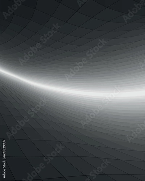Obraz Black and dark gray perspective background with wavy grid lines.