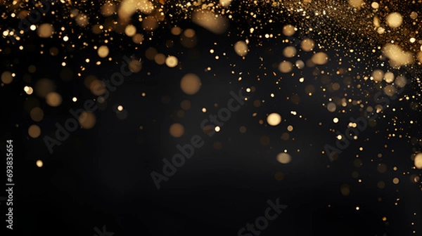 Obraz golden sparkles and bokeh on a black background
