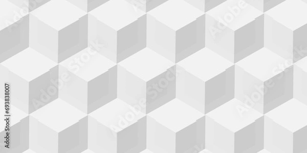Fototapeta Seamless geometric pattern grid backdrop triangle abstract background. Abstract cubes geometric tile and mosaic wall or grid backdrop hexagon technology. white and gray geometric block cube structure.