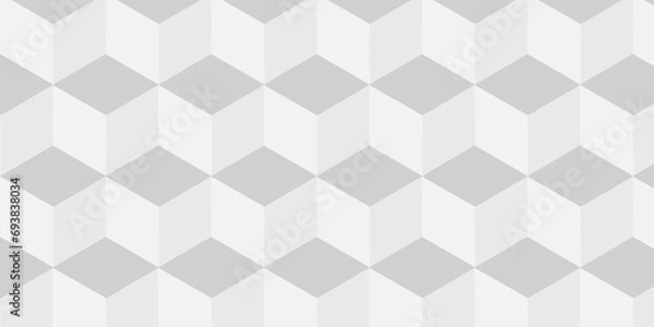 Fototapeta Seamless geometric pattern grid backdrop triangle abstract background. Abstract cubes geometric tile and mosaic wall or grid backdrop hexagon technology. white and gray geometric block cube structure.