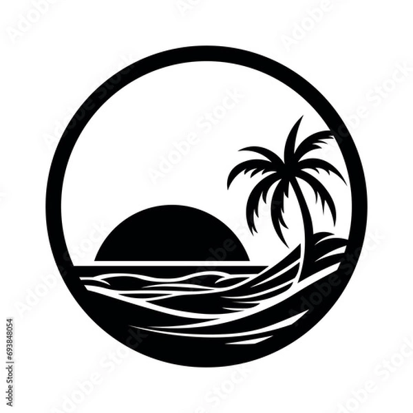Obraz Beach vector black logo on white background