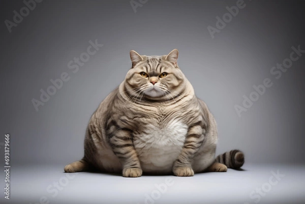 Obraz Sad fat cat. Unhealthy Lifestyle.