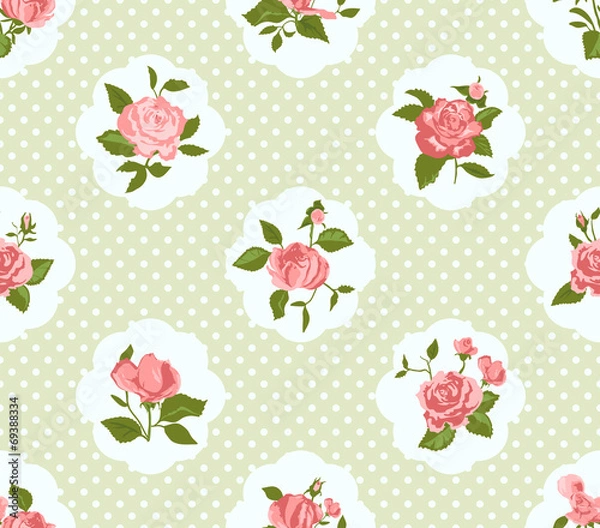 Obraz Shabby Chic Rose Pattern and seamless background.