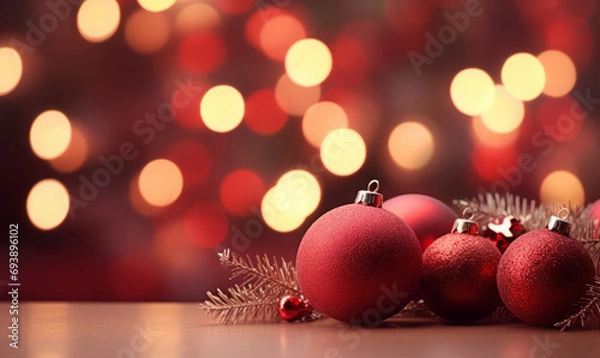 Obraz Red Christmas balls Background