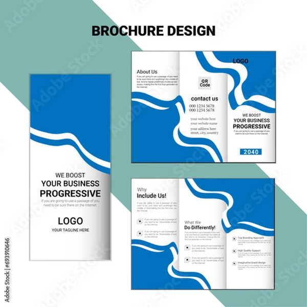 Obraz This is a Brochure design. Clean, standard colors, and beautiful and elegant writing. Which will help you expand your business.